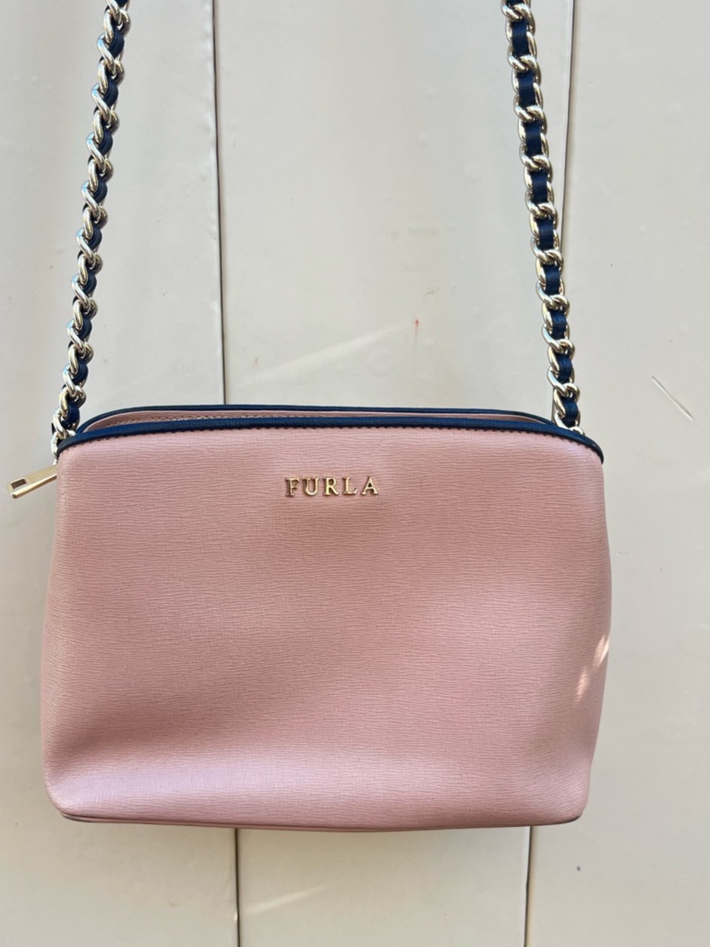 Furla light pink gold chain crossbody